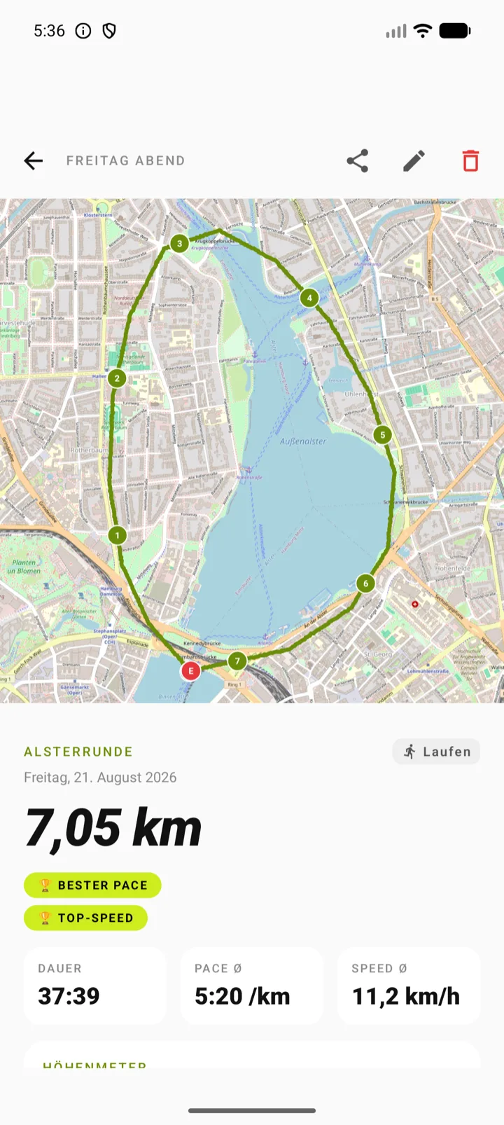 Aktivitäts-Detail mit Route auf der Karte